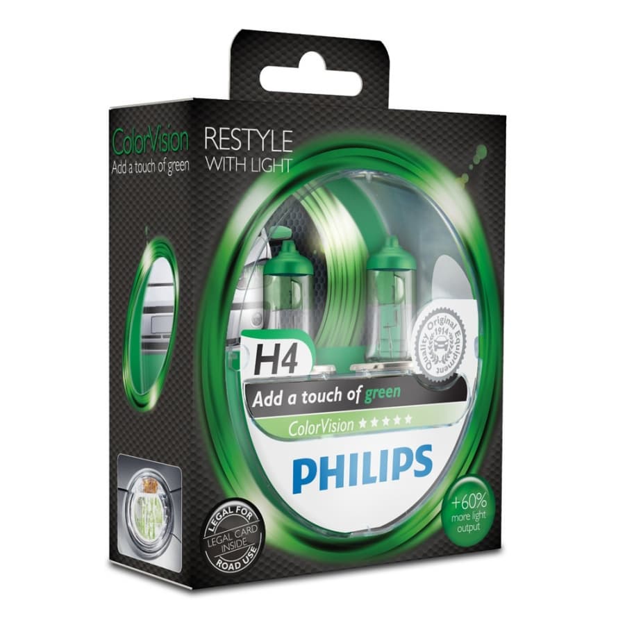 Сијалица Philips - H4 Color Vision Зелено 367874