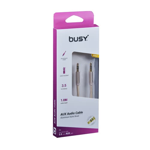 AUX Кабел плетен 1м. Busy Златен - 50710