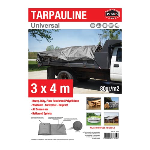 PRAXIS Заштитна церада тарпаулин - 3 x 4 м. 80 гр. - 7014