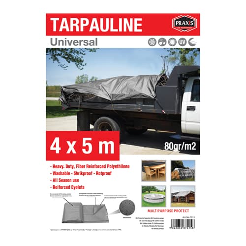 PRAXIS Заштитна церада тарпаулин - 4 x 5 м. 80 гр. - 7015