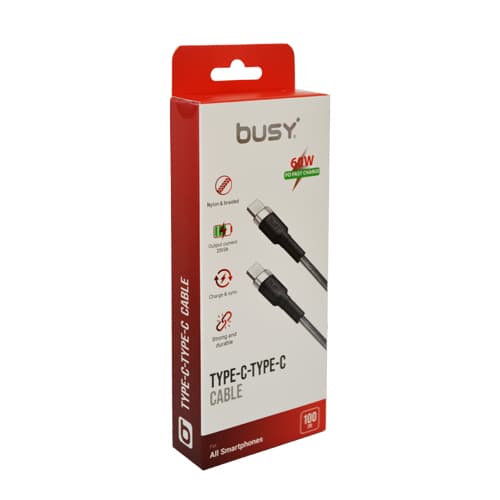 BUSY® Type-C до Type-C кабел – 100W PD Fast Charging (050773)