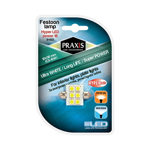 Сијалица Praxis - Т10X36-6SMD White (54008)