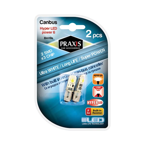 Лед канбус Praxis BAx96S-2SMD/5050 White (54024)