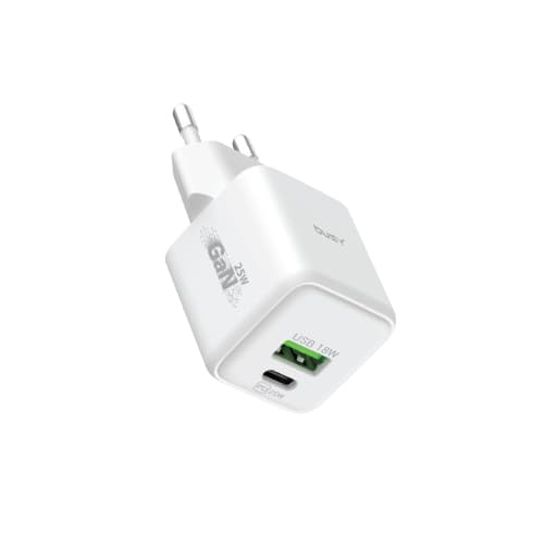 GAN Wall Charger 25W Двоен УСБ и Тип-Ц порт - 50783